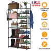 9 Tiers Plus 5 Tiers Shoe Rack Metal Shoe Storage Shelf Free Standing Large Shoe Stand 28+ Pairs Shoe Tower Unit Tall Shoe Organizer with Side Hooks f