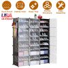 10-Tier 3-Row Shoe Rack Organizer Stackable Free Standing Shoe Storage Shelf Plastic Shoe Cabinet Tower with Transparent Doors for Heels Boots Slipper