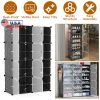 8-Tier 2-Row Shoe Rack Organizer Stackable Free Standing Shoe Storage Shelf Plastic Shoe Cabinet Tower with Transparent Doors for Heels Boots Slippers