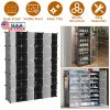 10-Tier 3-Row Shoe Rack Organizer Stackable Free Standing Shoe Storage Shelf Plastic Shoe Cabinet Tower with Transparent Doors for Heels Boots Slipper