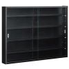 HOMCOM 5-Tier Glass Display Cabinet with 2 Glass Doors and 4 Adjustable Shelves, Wall Mounted, Black