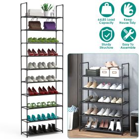 23.03x10.82x72.83in 10-Tier Shoe Rack - Heavy Duty Steel Frame, 66lbs Capacity, Adjustable Tiers for Boots/High Heels, Space-Saving Storage for Entryw