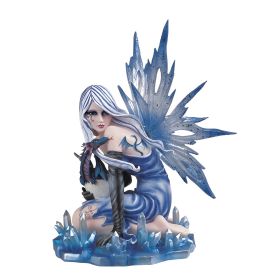12"H Ice Fairy with Baby Dragon Figurine Home Decor Gift
