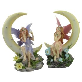 5"H 2-PC Fairy on Moon Figurine Set Home Decor Gift