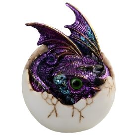 4"H Pink/Purple Dragon Baby in Egg Figurine Home Decor Gift