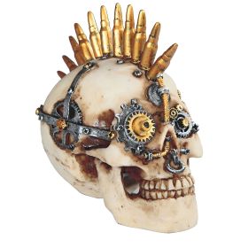 7"W Skull Head with Bullet on Top Figurine Home Decor Gift
