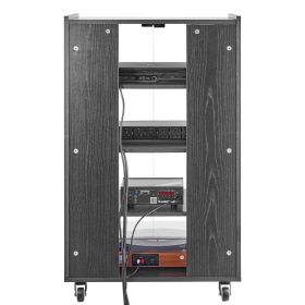 VEVOR 5-Tier AV Media Stand with Wheels, Wooden Audio-Video Media Stand for DVD Players/Cable Boxes/Games Consoles, Height-Adjustable Media Storage Ca