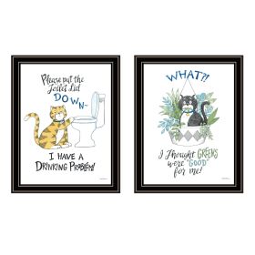 Trendy Decor 4U 2- Piece Vignette I have a Drinking Problem!! Black Framed Wall Art for Living Room, Bedroom Wall Art Print for Home Decor by Deb Stra