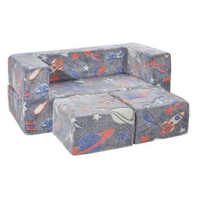 VEVOR Kids Couch, 4Pcs Toddler Couch Sofa Bed, Kids Chair Seat Playroom Furniture, Child Sectional Sofa with Removable Cover for Kids Girls & Boy
