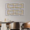 2 Pieces Big Metal Wall Decor Set Modern Gold & Silver Rectangle Art Living Room Bedroom
