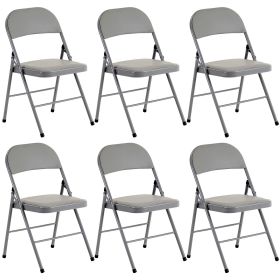 6PCS Folding Chair with Steel Frame 150KG Capacity Soft PVC Cushion Portable Space Saving Chair for Home Office Events