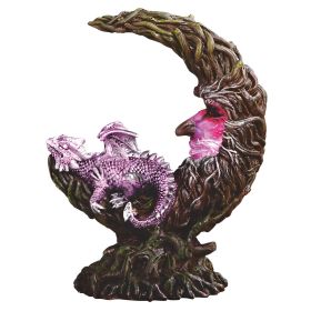 8.25"H LED Purple Dragon Laying on Moon Figurine Home Decor Gift
