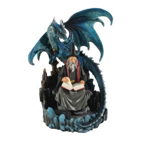 10"H Wizard with Blue Dragon Figurine Home Decor Gift
