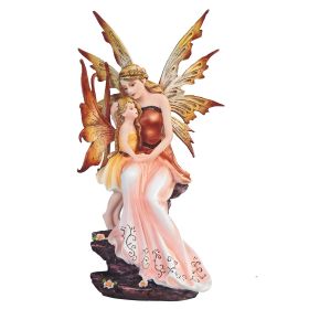 8.75"H Peach Fairy with Baby Girl Figurine Home Decor Gift