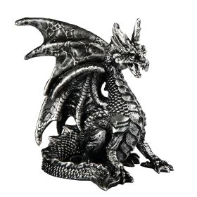 3.75"W Medieval Silver Dragon Figurine Home Decor Gift