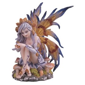 6"H Yellow and Blue Winged Autumn Fairy Figurine Home Decor Gift