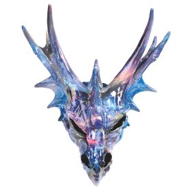 9"W Clear Purple/Blue Dragon Skull Figurine Home Decor Gift
