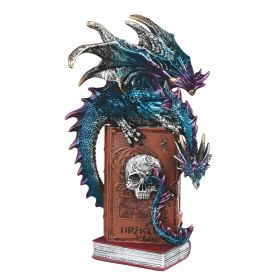 8.75"H Blue Dragon on a Book Figurine Home Decor Gift