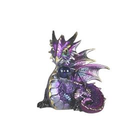 6.5"W Purple Dragon with Crystal Figurine Home Decor Gift