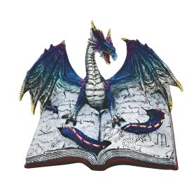 8.75"W Blue Book of Dragon Figurine Home Decor Gift