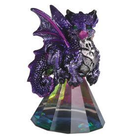 3.5"H Purple Dragon Standing on Pyramid Glass Figurine Home Decor Gift
