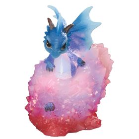 6"H Blue LED Cute Dragon on Icicle Figurine Home Decor Gift