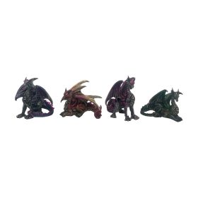 3"H 4-PC Mini Dragon Figurine Set Home Decor Gift