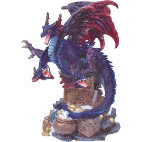 4"H Three-Headed Purple Dragon Guarding Treasure Figurine Home Decor Gift