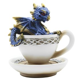 4.5"H Blue Dragon in Cup Figurine Home Decor Gift
