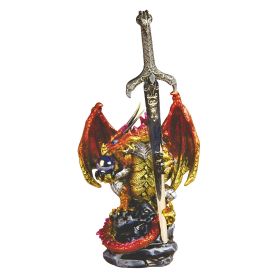 5"H Red Dragon with Sword Figurine Home Decor Gift