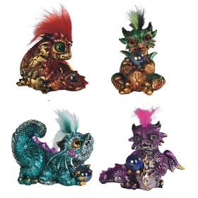 4-PC Colorful Dragon Baby with Spiky Hair Set 3"H Figurine Home Decor Gift