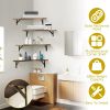 4 Pack Corner Floating Shelves, Rustic Wooden Wall Shelves with Triangular Metal Brackets - Sturdy Paulownia Wood (Up to 88lbs Capacity), Multifunctio