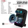 5 Core Party Speaker Bluetooth 500W Big Monster Powered Rechargeable Outdoor PA DJ System w Disco Lights 2 Wireless Karaoke Mics Portable Rolling Spea