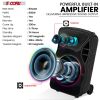 5 Core Party Speaker Bluetooth 800W Big Monster Powered Rechargeable Outdoor PA DJ System w Disco Lights 2 Wireless Karaoke Mics Portable Rolling Spea