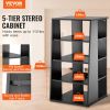 VEVOR 5-Tier AV Media Stand, Wooden Audio-Video Media Stand for DVD Players/Cable Boxes/Games Consoles, Height-Adjustable Media Storage Cabinet for Ga