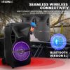 5 Core Party Speaker Bluetooth 500W Big Monster Powered Rechargeable Outdoor PA DJ System w Disco Lights 2 Wireless Karaoke Mics Portable Rolling Spea