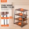 VEVOR 4-Tier AV Media Stand with Power Strips, Corner TV Stand with LED Lights, Height Adjustable Wooden Shelves for DVD Players/Cable Boxes/Games Con