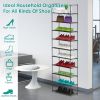 23.03x10.82x72.83in 10-Tier Shoe Rack - Heavy Duty Steel Frame, 66lbs Capacity, Adjustable Tiers for Boots/High Heels, Space-Saving Storage for Entryw