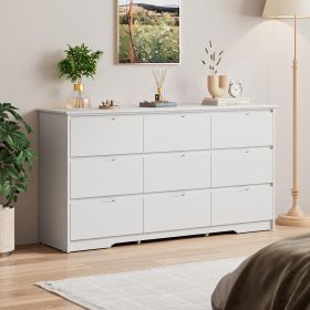 9 Drawer Dresser for Bedroom, Storage Cabinet With Hidden Handles, Modern Closet Of Drawers for Living Room