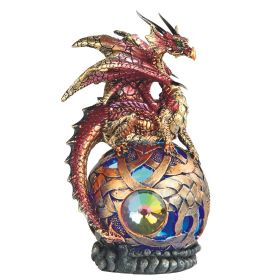 6"H Red Dragon On Light Up LED Orb Figurines Home Decor Gift