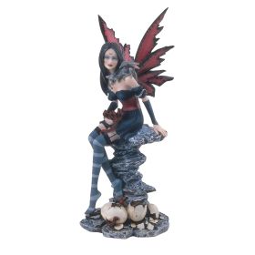 10.25"H Red Fairy with Baby Dragons Figurine Home Decor Gift