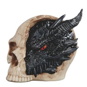 4.5"W Black & Brown Dragon Skull Figurine Home Decor Gift