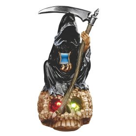 9.5"H LED Santa Muerte on Skull Figurine Home Decor Gift