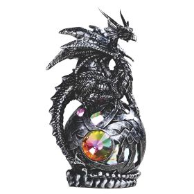 6"H Medieval Silver Dragon On Light Up LED Orb Figurines Home Decor Gift