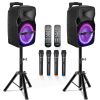 5 Core 10 inch PA Portable Bluetooth Party Speaker Karaoke Boombox + 2 Wireless Mics : ACTIVE HOME 10 2-MIC 2 PIC