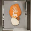 Modern Wooden Deer Wall Decor Irregular Abstract Elk Painting Art Living Room Bedroom