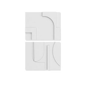 2 Pieces Japandi Abstract Wall Decor for Living Room 3D Hanging Art in White