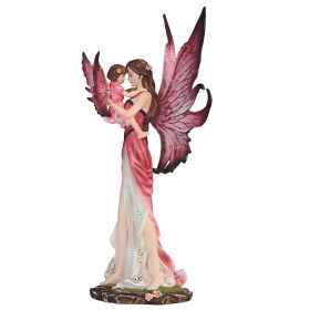 10"H Red Fairy with Baby Girl Figurine Home Decor Gift