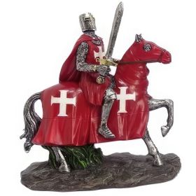 6"H Red Crusader Cavalry Figurine Home Decor Gift