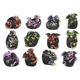 12-PC Set 2"H Mini Dragon Set Figurine Home Decor Gift